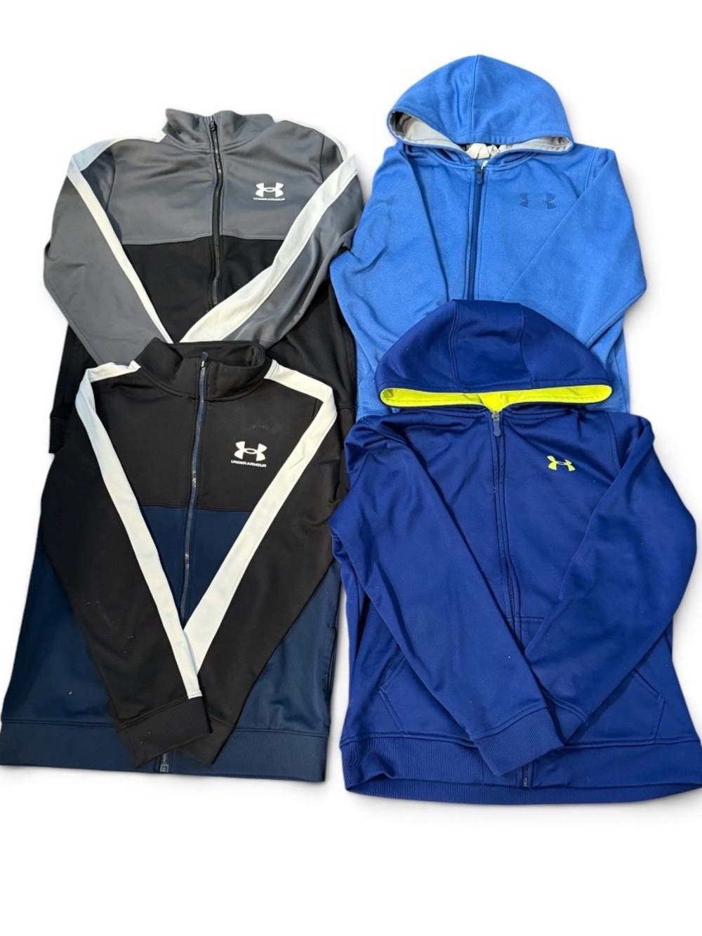 Under Armour Boys' Blue & Gray Athletic Zip Hoodies and Jackets size large